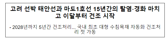 고려 선박 태안선과 마도1호선 15년간의 탈염·경화 마치고 이달부터 건조 시작