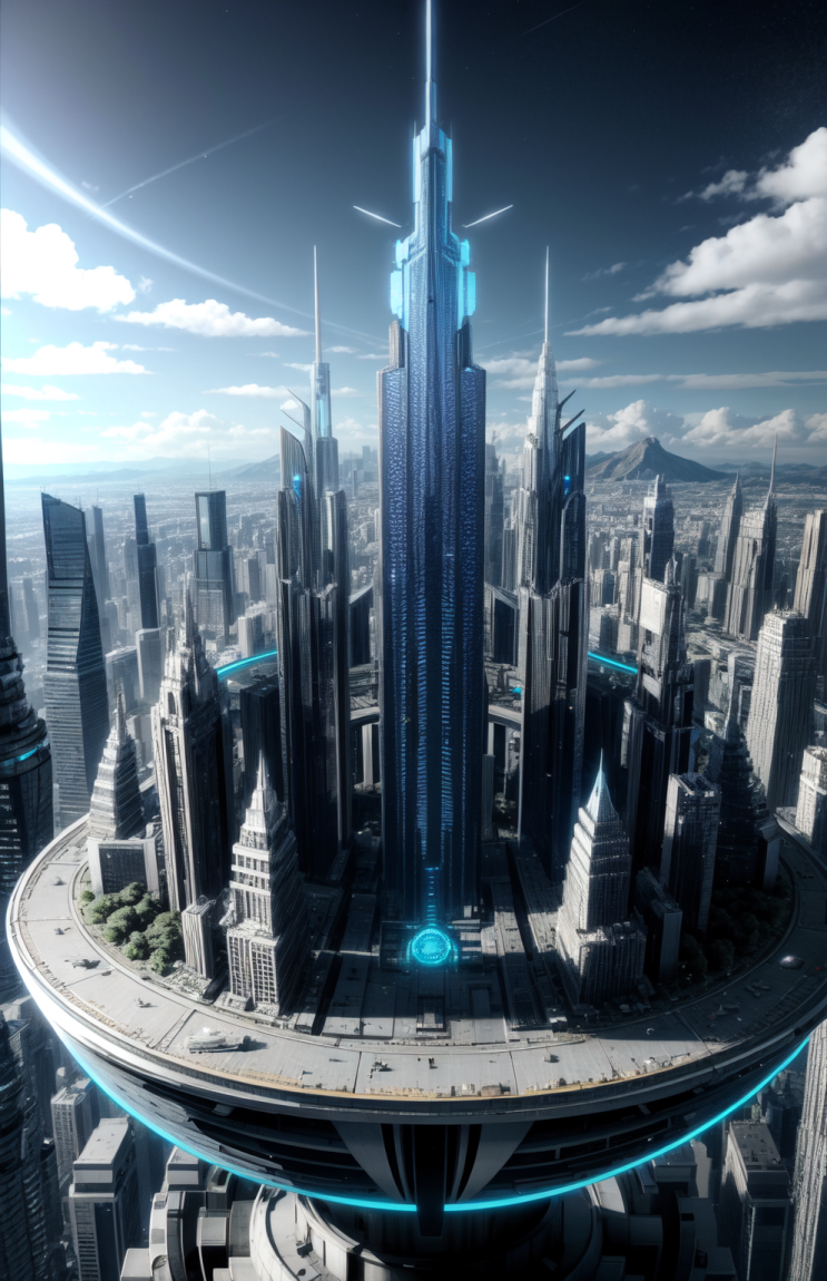  Lasco.ai를 이용한 이미지 생성사례10 / Dream shaper외, Futuristic City & Imaginary buildings