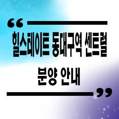 힐스테이트 동대구역 센트럴 미분양아파트 분양가 타입별 평형 구조 문의
