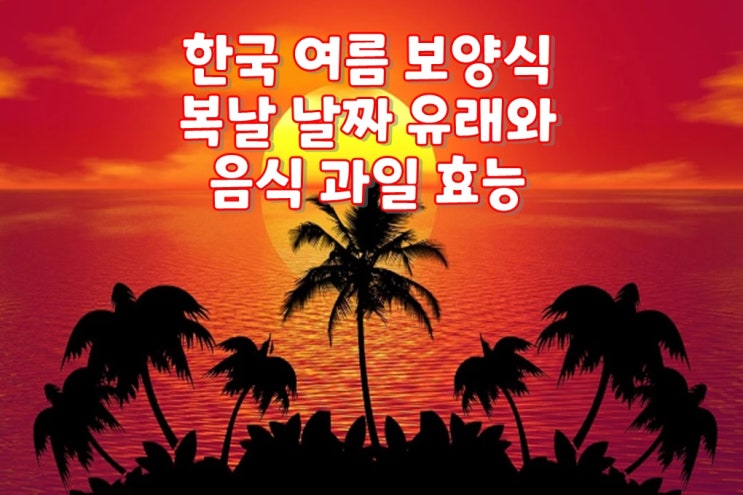  한국 여름 보양식 복날 날짜 유래와 음식 과일 효능 크린리더랑 함께 알아보아요!