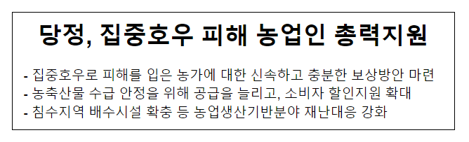 당정, 집중호우 피해 농업인 총력지원당정, 집중호우 피해 농업인 총력지원