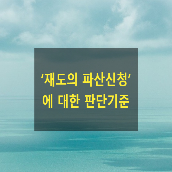  ‘재도의 파산신청’에 대한 판단기준