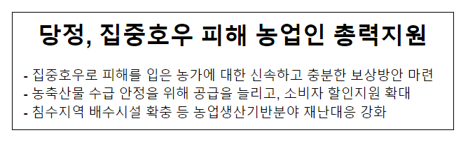 당정, 집중호우 피해 농업인 총력지원당정, 집중호우 피해 농업인 총력지원 당정, 집중호우 피해 농업인 총력지원당정, 집중호우 피해 농업인 총력지원