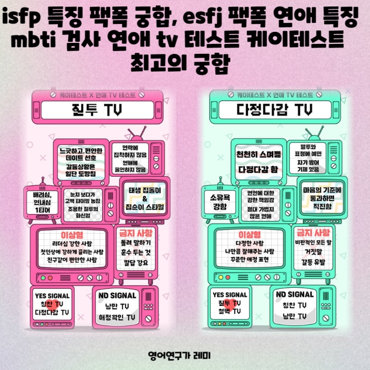 isfp 특징 팩폭 궁합, esfj 팩폭 연애 특징 mbti 검사 연애 tv 테스트 케이테스트 최고 궁합