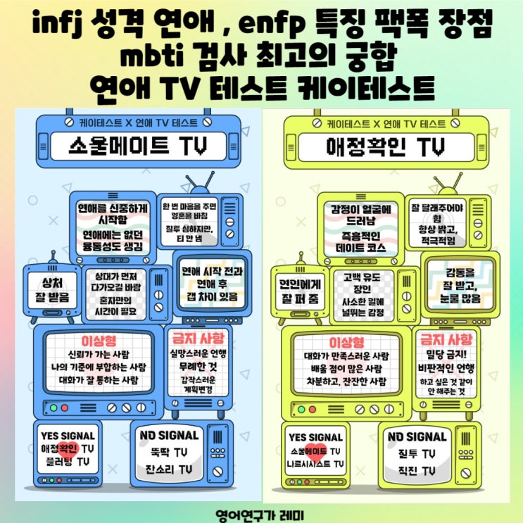 infj 성격 연애 , enfp 특징 팩폭 장점 mbti 검사 최고의 궁합 연애 TV 테스트 케이테스트