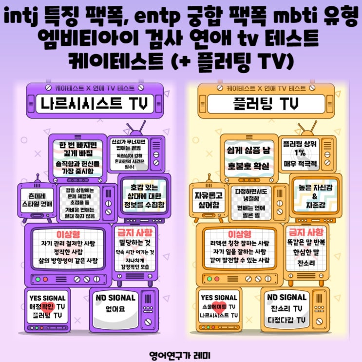 intj 특징 팩폭, entp 궁합 팩폭 mbti 유형 검사 연애 tv 테스트 케이테스트 (+ 플러팅 TV)