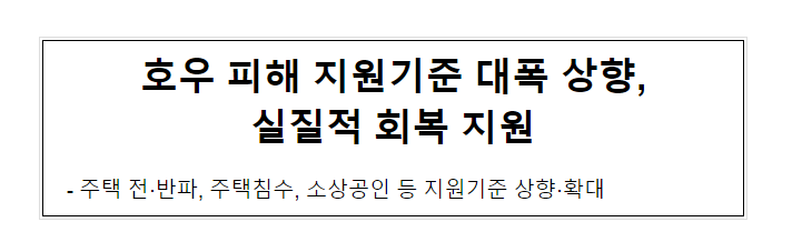호우 피해 지원기준 대폭 상향, 실질적 회복 지원_행정안전부 호우 피해 지원기준 대폭 상향, 실질적 회복 지원_행정안전부