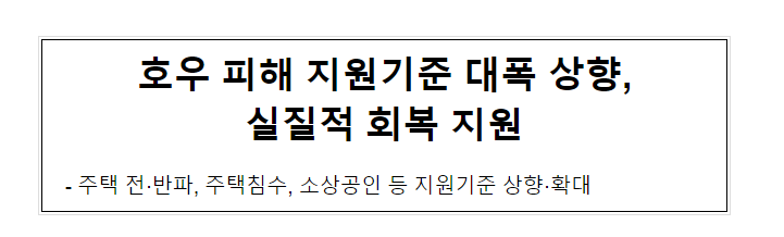 호우 피해 지원기준 대폭 상향, 실질적 회복 지원_행정안전부