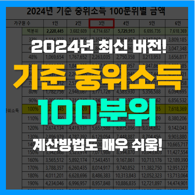 2024년 기준중위소득 50% 60% 100% 150% 180% 계산 2024년 기준중위소득 50% 60% 100% 150% 180% 계산