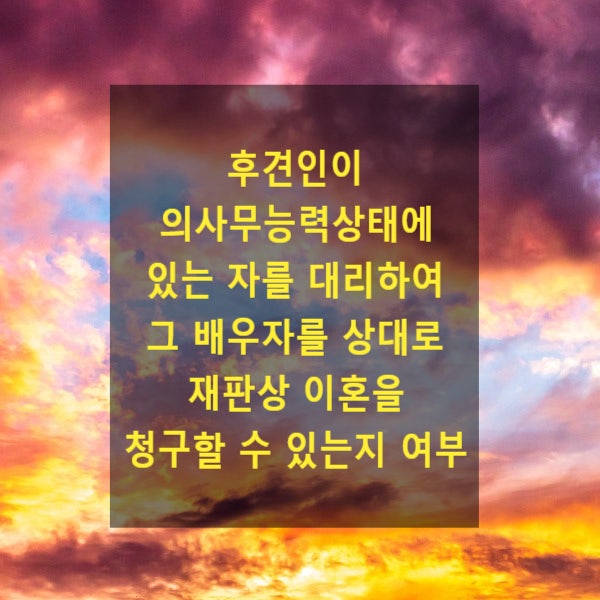  후견인이 의사무능력상태에 있는 자를 대리하여 그 배우자를 상대로 재판상 이혼을 청구할 수 있는지 여부