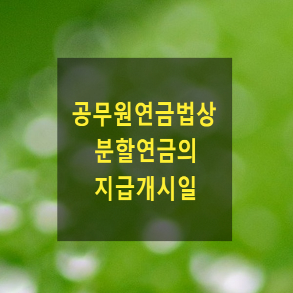  공무원연금법상 분할연금의 지급개시일
