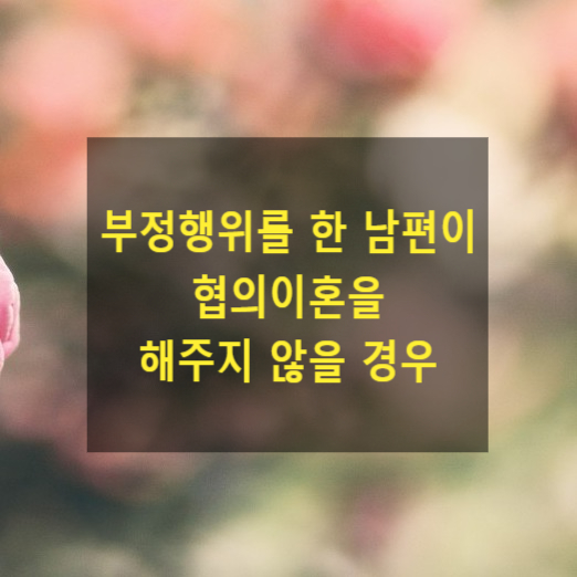  부정행위를 한 남편이 협의이혼을 해주지 않을 경우