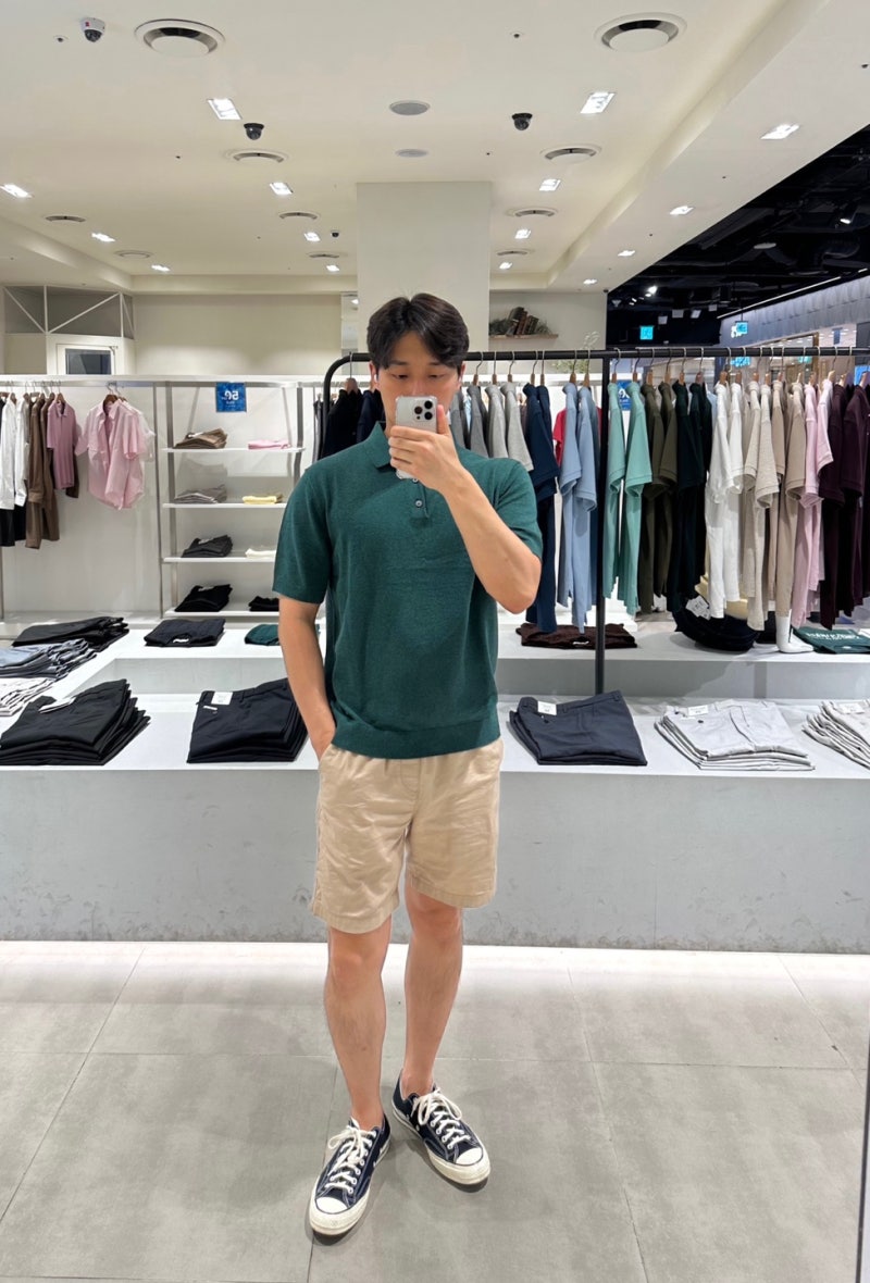 단정한 티셔츠 지오다노 카라티 코튼 폴로 풀오버