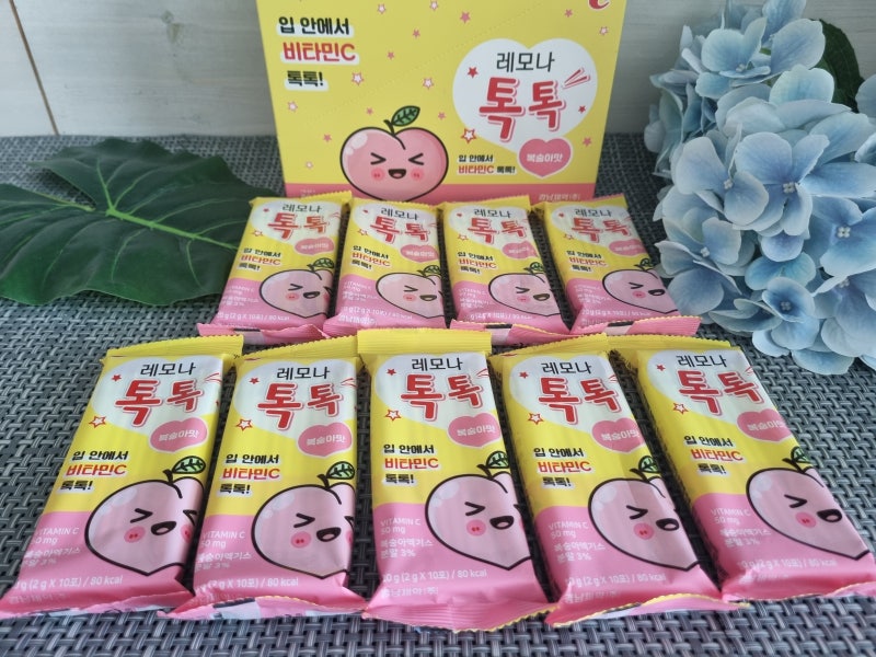 경남제약 레모나톡톡 복숭아맛 맛있어서 어린이 영양제로 추천