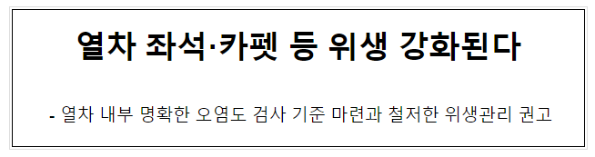 열차 좌석·카펫 등 위생 강화된다 열차 좌석·카펫 등 위생 강화된다