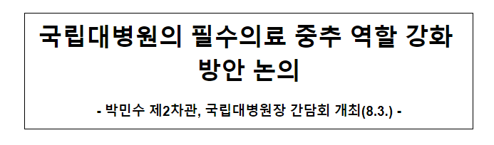 국립대병원의 필수의료 중추 역할 강화 방안 논의 국립대병원의 필수의료 중추 역할 강화 방안 논의