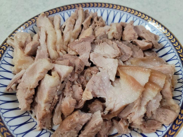  맛없는복숭아 활용 무수분 수육 맛있게 삶는법