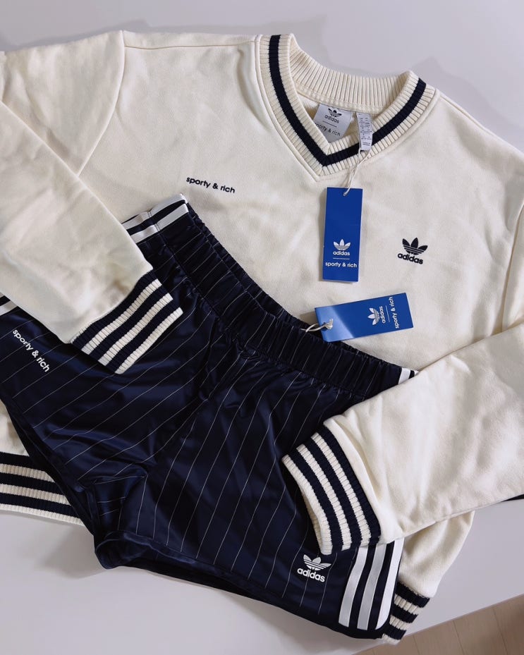  스포티앤리치 x 아디다스 콜라보 셋업 남자 착샷 사이즈 리뷰 / adidas x sporty and rich