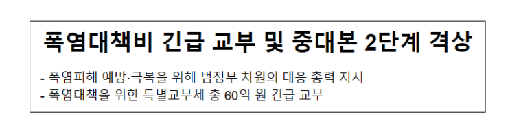 폭염대책비 긴급 교부 및 중대본 2단계 격상