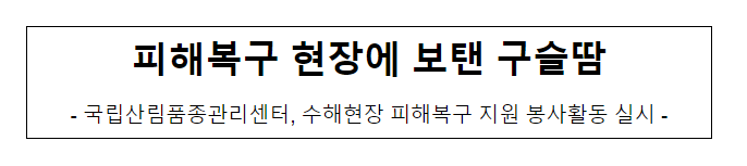 피해복구 현장에 보탠 구슬땀 피해복구 현장에 보탠 구슬땀