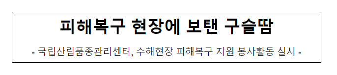 피해복구 현장에 보탠 구슬땀