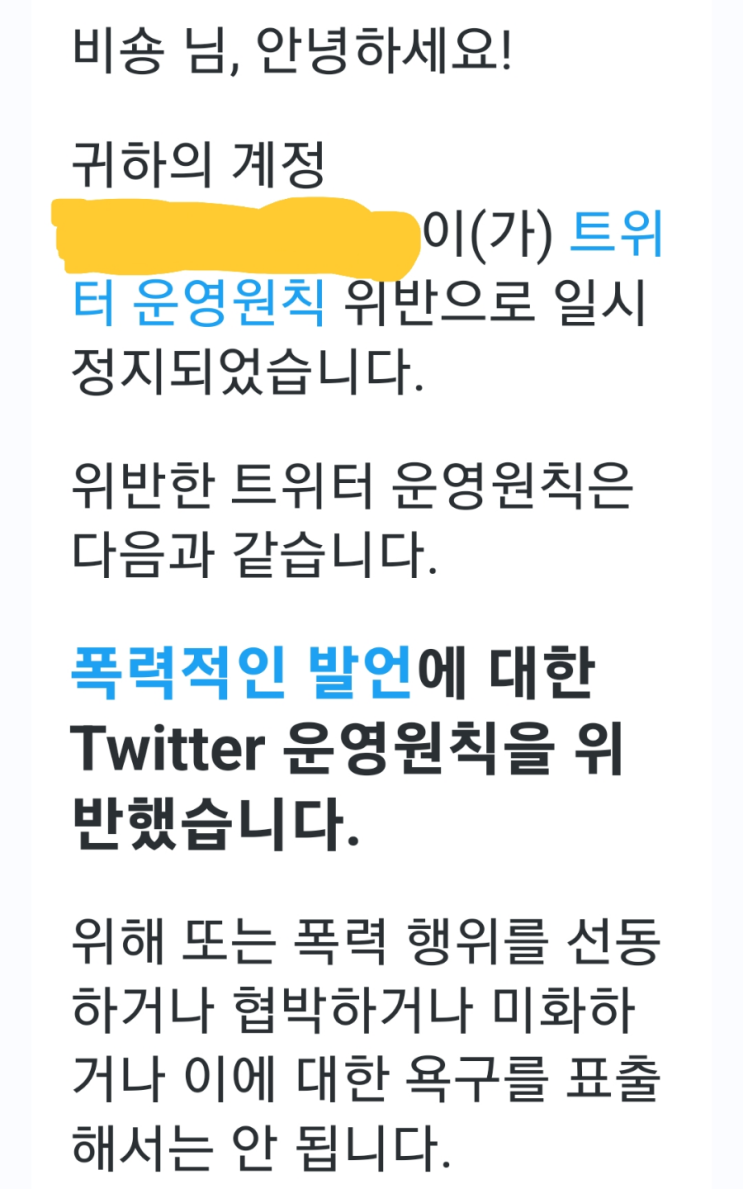 트위터 계정 영구정지당함 트위터 계정 영구정지당함