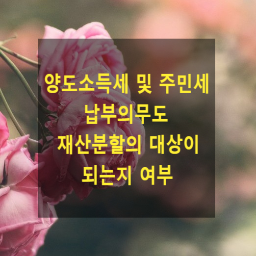 이혼 시 양도소득세 및 주민세 납부 의무도 재산분할의 대상이 되는지