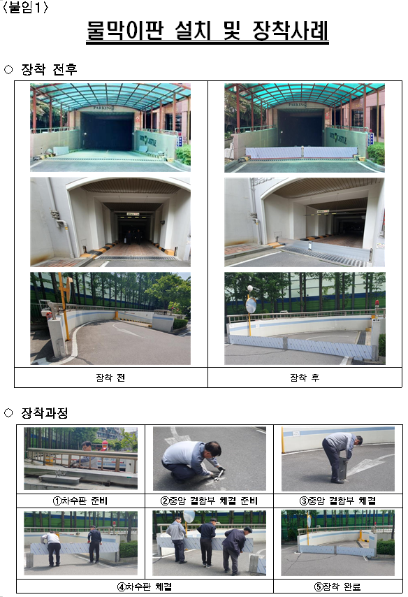 서울시, 신축 공동주택 지하주차장 '물막이판 설치 의무화' 서울시, 신축 공동주택 지하주차장 '물막이판 설치 의무화'