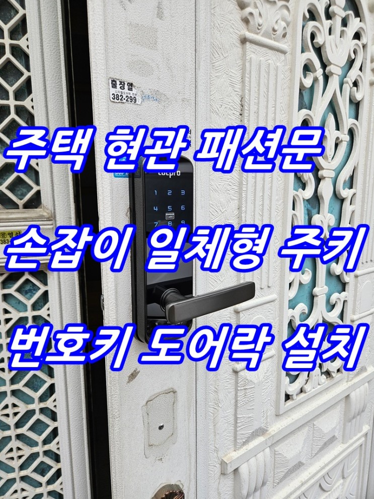 주택 현관 패션문 손잡이 일체형 도어락 전자 번호키 설치