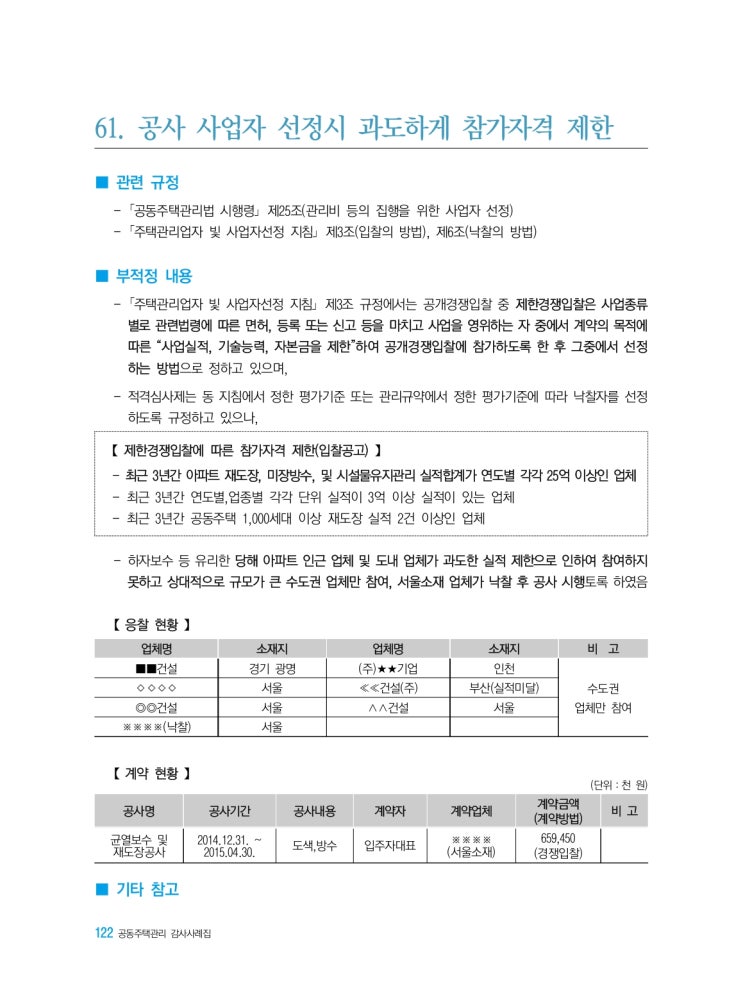   공사 사업자 선정시 과도하게 참가자격 제한