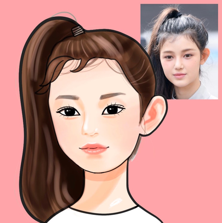 <b>뉴진스 다니엘</b> 캐리커쳐 그리기 [프로크리에이트]