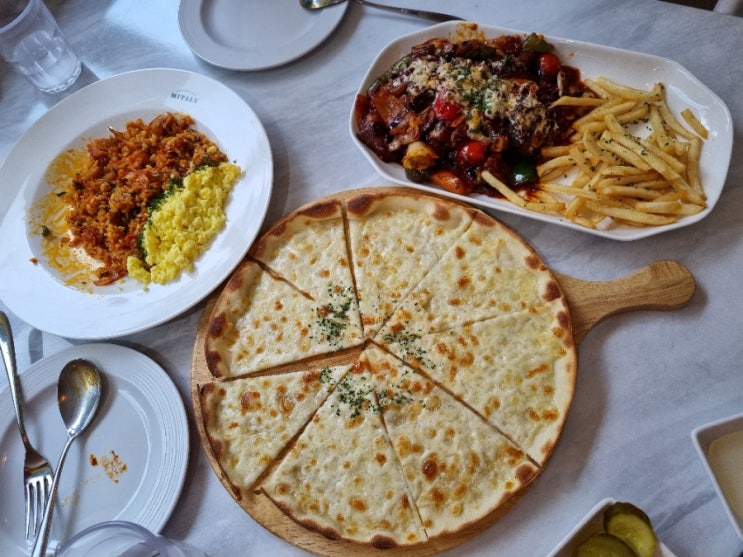  연천 재인폭포 맛집 미태리 큐브스테이크 피자 파스타