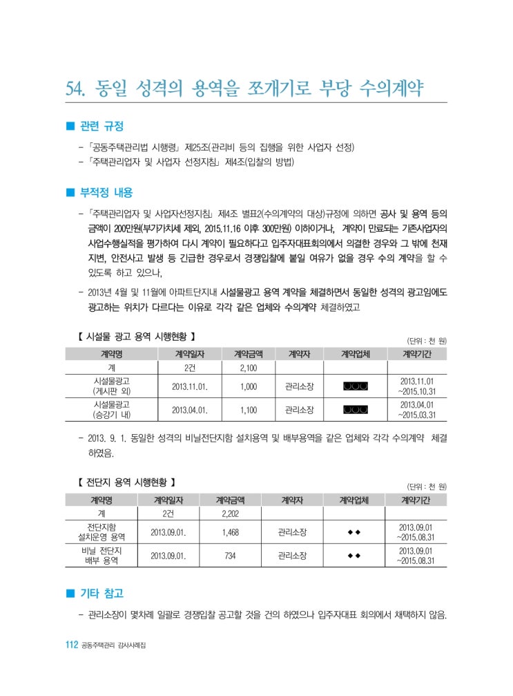   동일 성격의 용역을 쪼개기로 부당 수의계약