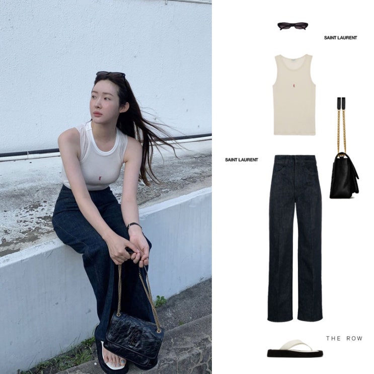 차정원 인스타그램 옷 르메르 데님 팬츠 생로랑 민소매 나시 탱크 탑 더로우 샌들 패션 스타일 정보 차정원 인스타그램 옷 르메르 데님 팬츠 생로랑 민소매 나시 탱크 탑 더로우 샌들 패션 스타일 정보