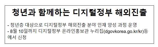 청년과 함께하는 디지털정부 해외진출