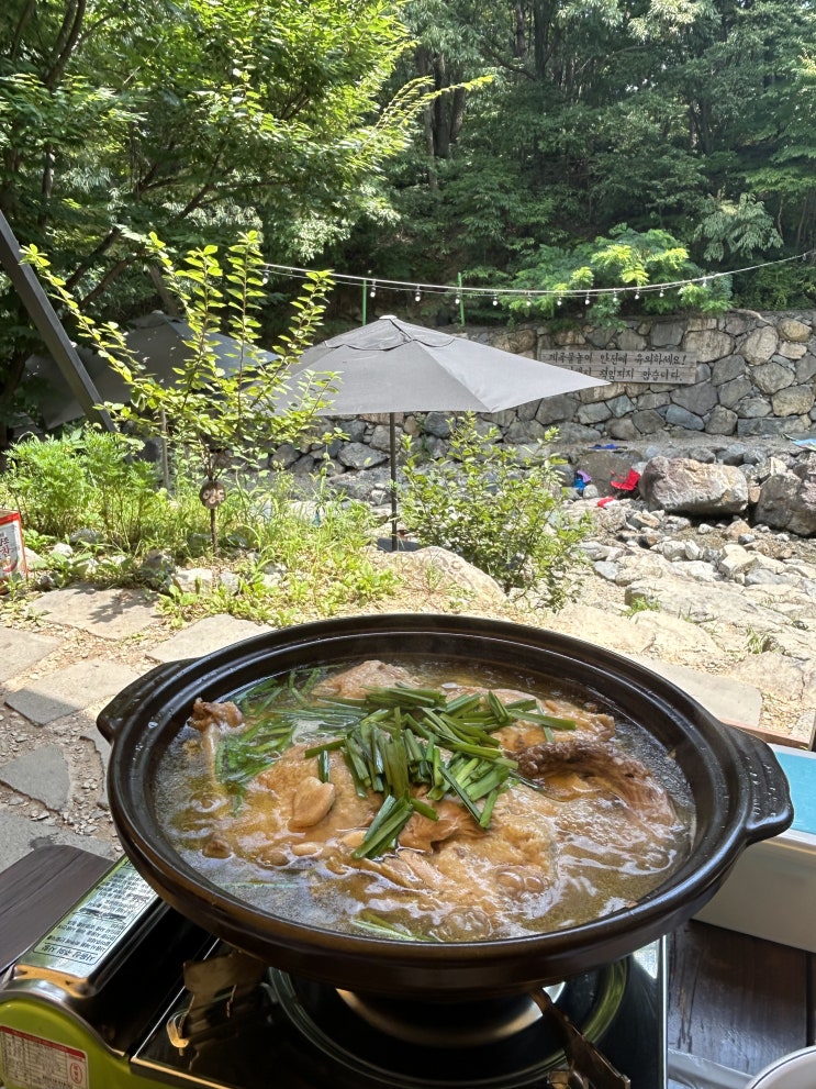  돌담집, 아이들은 물놀이하고 어른들은 백숙먹는 장유맛집
