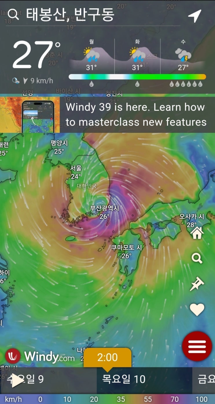  태풍 카눈 예보 날씨 어플 추천 윈드파인더 Windfinder + 윈디 Windy