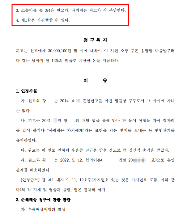 전주 상간소송? 위자료 3천만 원에서 8백만 원, 85% 감액 사례 관련 사진
