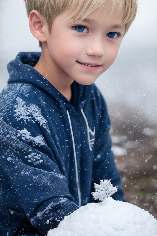 [Ai Greem] 그림_남자 305: Free commercially available image of "Boy with blonde, blue eyes in snow"
