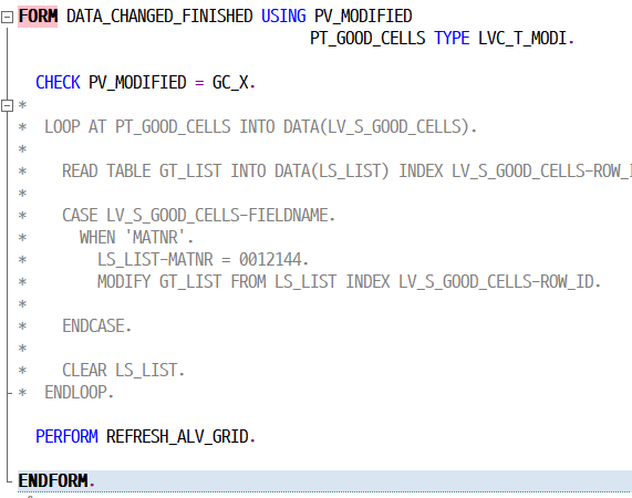  [율밥퍼] SAP ABAP - ALV DATA CHANGED FINISHED