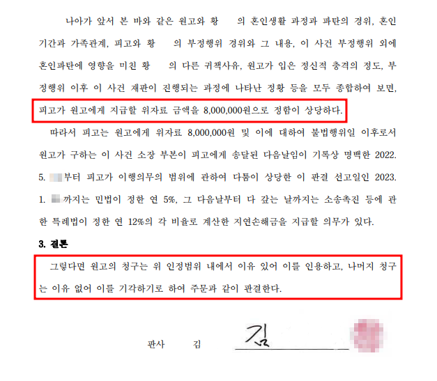 전주 상간소송? 위자료 3천만 원에서 8백만 원, 85% 감액 사례 관련 사진