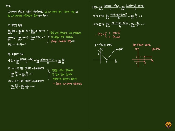 미적분학 Calculus) 첨점에서의 미분가능성 미적분학 Calculus) 첨점에서의 미분가능성