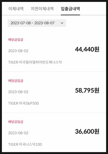 [870] 23년 7월 TIGER ETF 분배금 지급 완료 : TIGER미국S&P500, TIGER미국나스닥100, TIGER미국필라델피아반도체나스닥