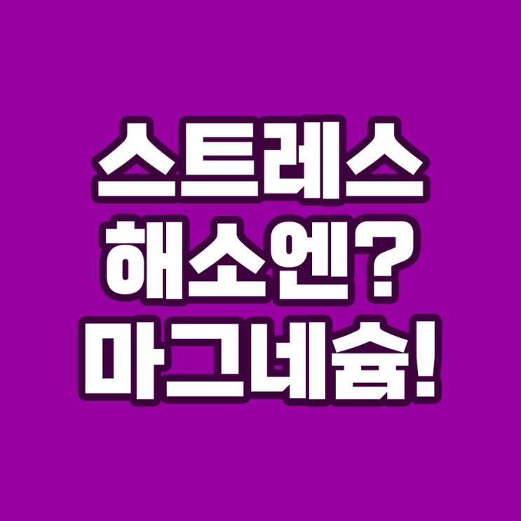  스트레스 잡는 마그네슘 영양제?!