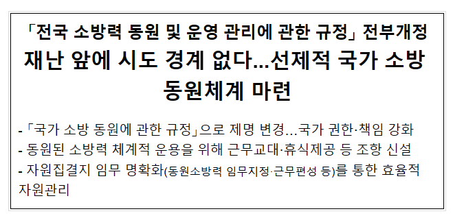 재난 앞에 시도 경계 없다...선제적 국가 소방 동원체계 마련