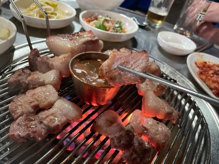  서귀포 흑돼지 맛집 중문 목포고을 연탄구이 엄지척