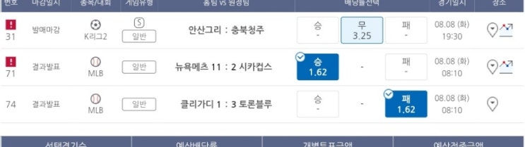 프로토 8/8일 아침 메이저리그 2경기는 올킬 적중 프로토 8/8일 아침 메이저리그 2경기는 올킬 적중