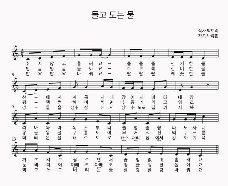  프리홈스쿨 "물" 프로젝트: 마무리(종결 행사)_노래 만들어 부르기