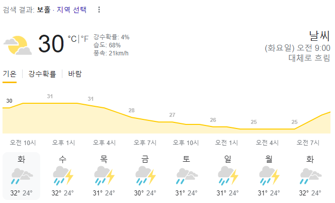  2023년 8월 8일 보홀 날씨 올려드려요~