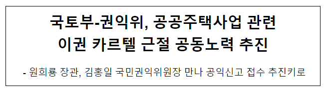 국토부-권익위, 공공주택사업 관련이권 카르텔 근절 공동노력 추진